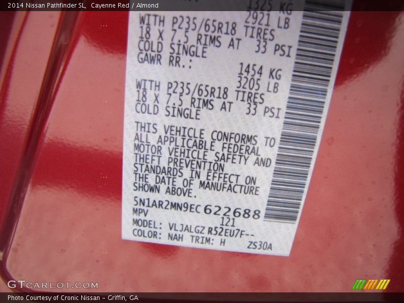 Cayenne Red / Almond 2014 Nissan Pathfinder SL