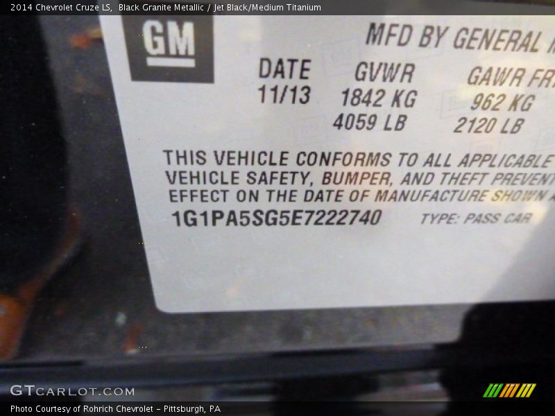 Black Granite Metallic / Jet Black/Medium Titanium 2014 Chevrolet Cruze LS