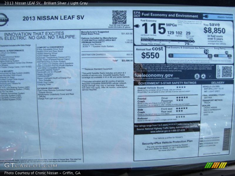 Brilliant Silver / Light Gray 2013 Nissan LEAF SV