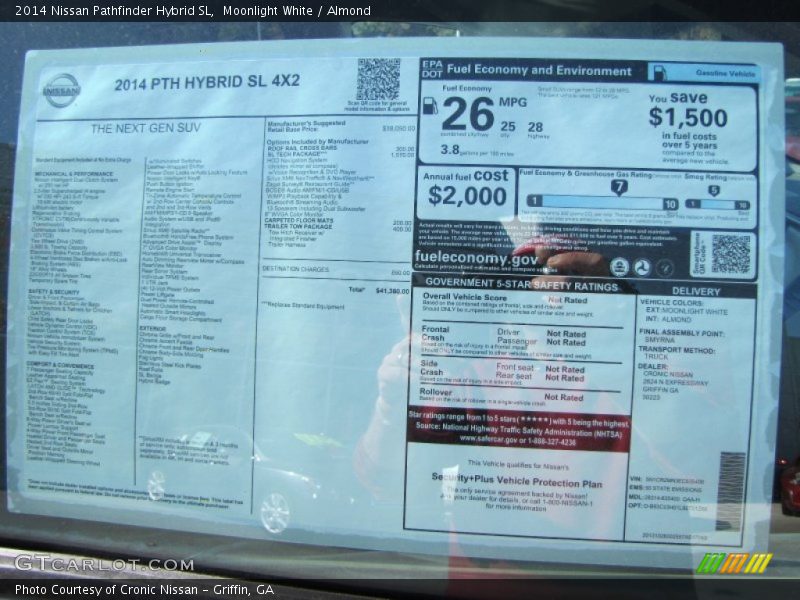  2014 Pathfinder Hybrid SL Window Sticker