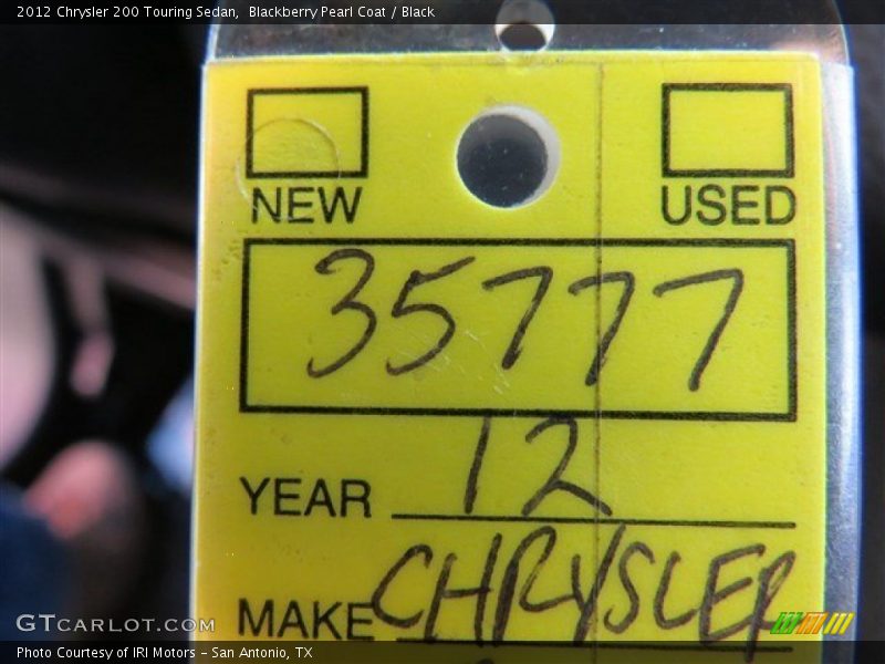 Blackberry Pearl Coat / Black 2012 Chrysler 200 Touring Sedan