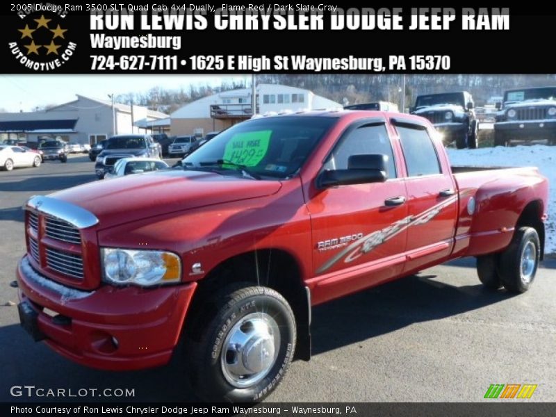 Flame Red / Dark Slate Gray 2005 Dodge Ram 3500 SLT Quad Cab 4x4 Dually