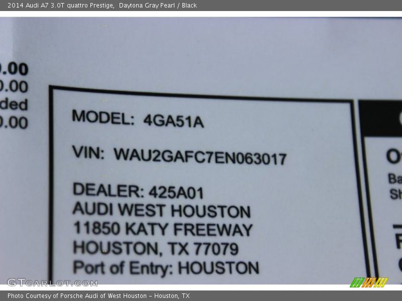 Daytona Gray Pearl / Black 2014 Audi A7 3.0T quattro Prestige