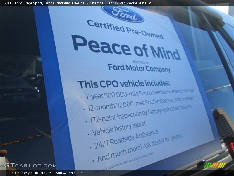 White Platinum Tri-Coat / Charcoal Black/Silver Smoke Metallic 2011 Ford Edge Sport