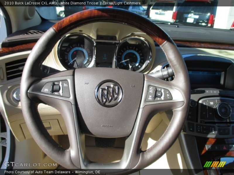 White Diamond Tricoat / Cocoa/Light Cashmere 2010 Buick LaCrosse CXL AWD