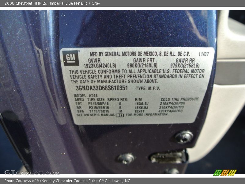Imperial Blue Metallic / Gray 2008 Chevrolet HHR LS
