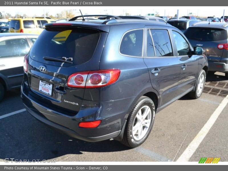Pacific Blue Pearl / Cocoa Black 2011 Hyundai Santa Fe SE