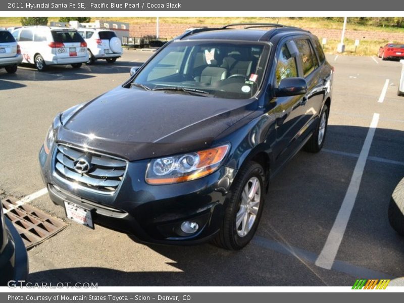 Pacific Blue Pearl / Cocoa Black 2011 Hyundai Santa Fe SE