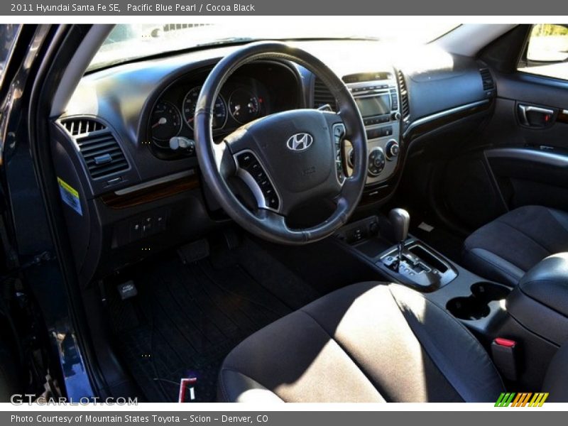 Pacific Blue Pearl / Cocoa Black 2011 Hyundai Santa Fe SE