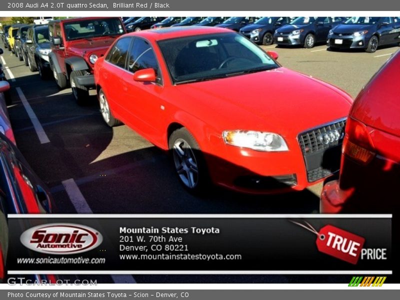 Brilliant Red / Black 2008 Audi A4 2.0T quattro Sedan