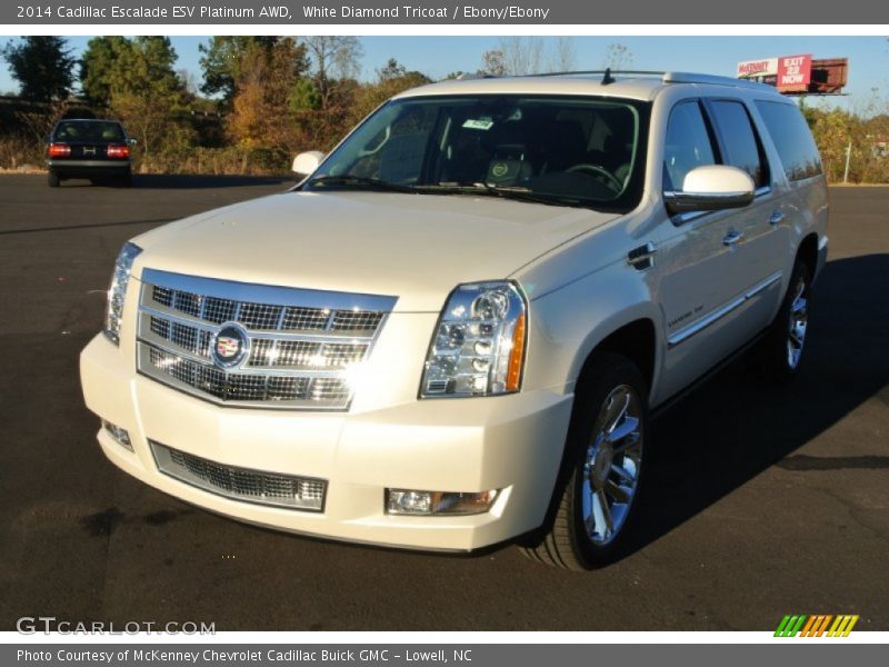 White Diamond Tricoat / Ebony/Ebony 2014 Cadillac Escalade ESV Platinum AWD