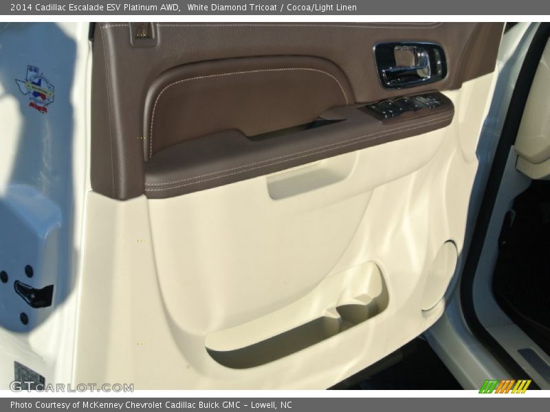 White Diamond Tricoat / Cocoa/Light Linen 2014 Cadillac Escalade ESV Platinum AWD