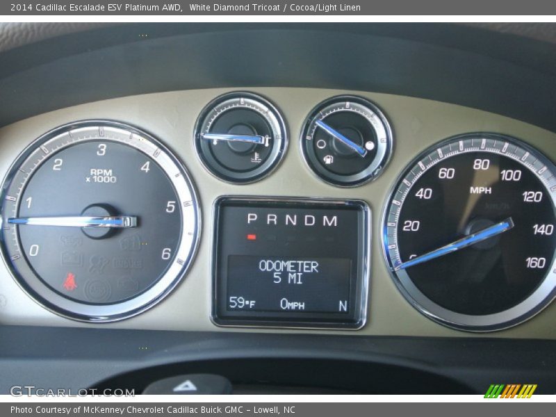 White Diamond Tricoat / Cocoa/Light Linen 2014 Cadillac Escalade ESV Platinum AWD