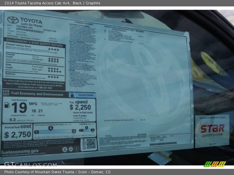 Black / Graphite 2014 Toyota Tacoma Access Cab 4x4