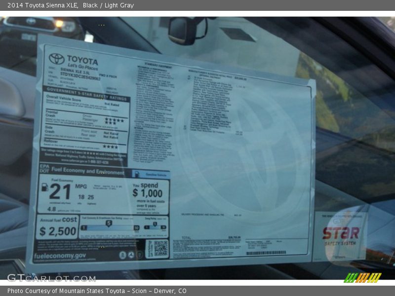 Black / Light Gray 2014 Toyota Sienna XLE