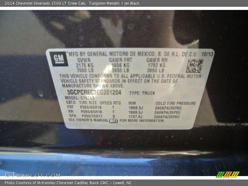 Tungsten Metallic / Jet Black 2014 Chevrolet Silverado 1500 LT Crew Cab