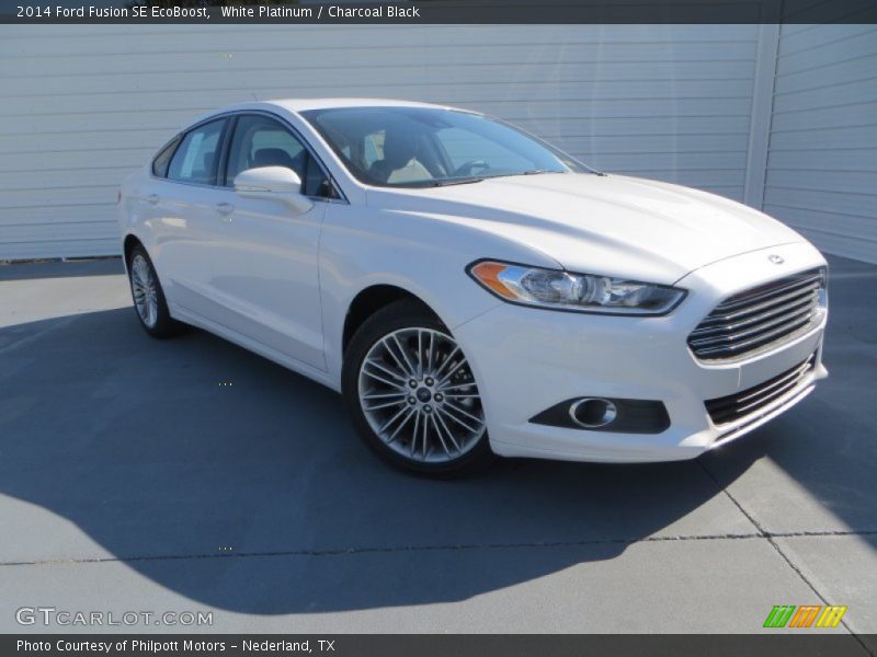 White Platinum / Charcoal Black 2014 Ford Fusion SE EcoBoost