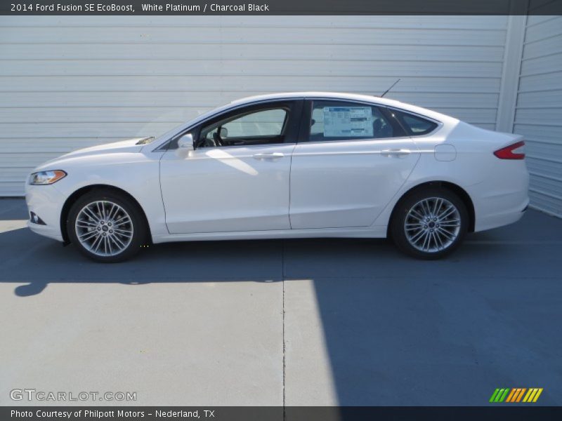 White Platinum / Charcoal Black 2014 Ford Fusion SE EcoBoost
