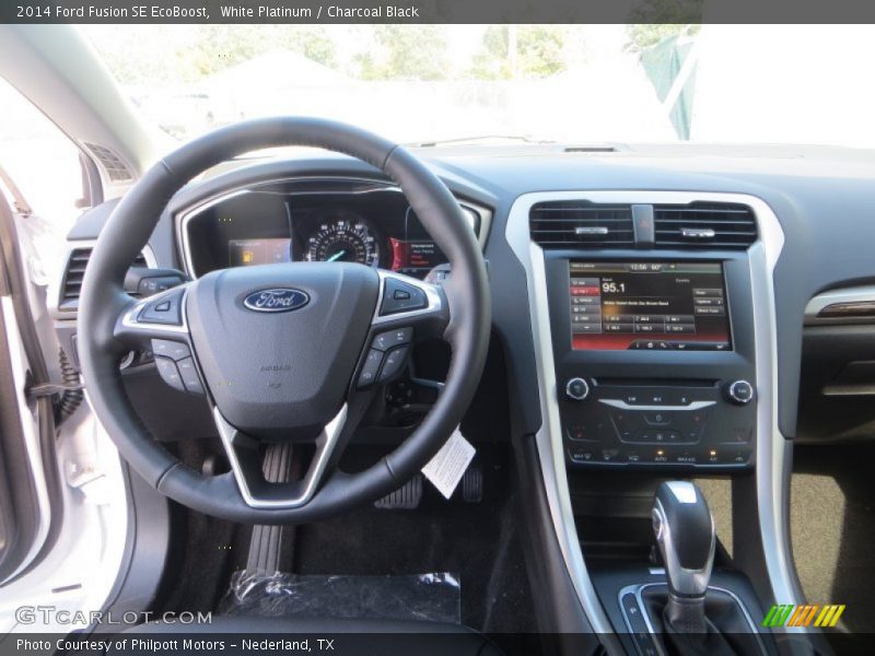 White Platinum / Charcoal Black 2014 Ford Fusion SE EcoBoost