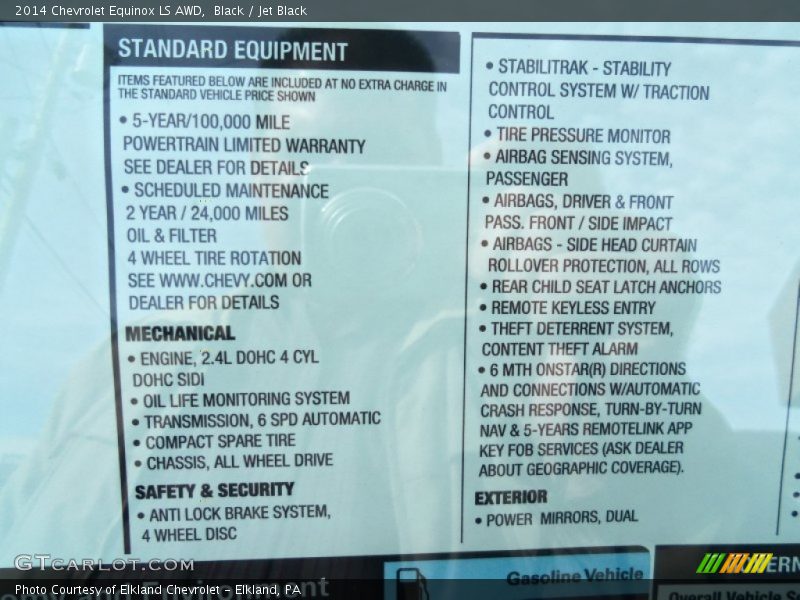 Black / Jet Black 2014 Chevrolet Equinox LS AWD