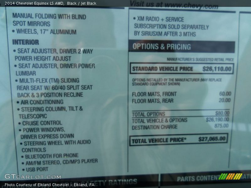 Black / Jet Black 2014 Chevrolet Equinox LS AWD
