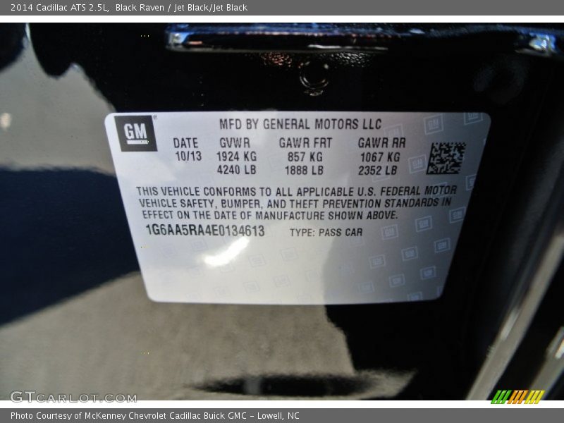 Black Raven / Jet Black/Jet Black 2014 Cadillac ATS 2.5L