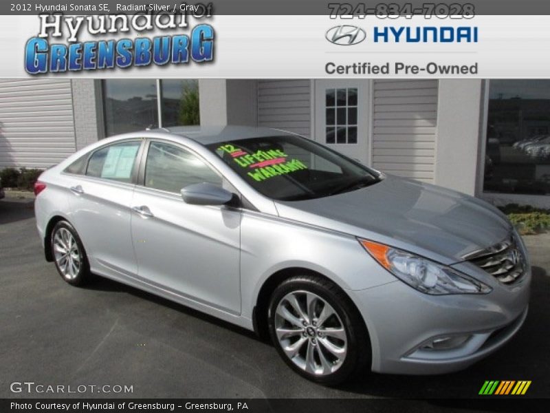 Radiant Silver / Gray 2012 Hyundai Sonata SE