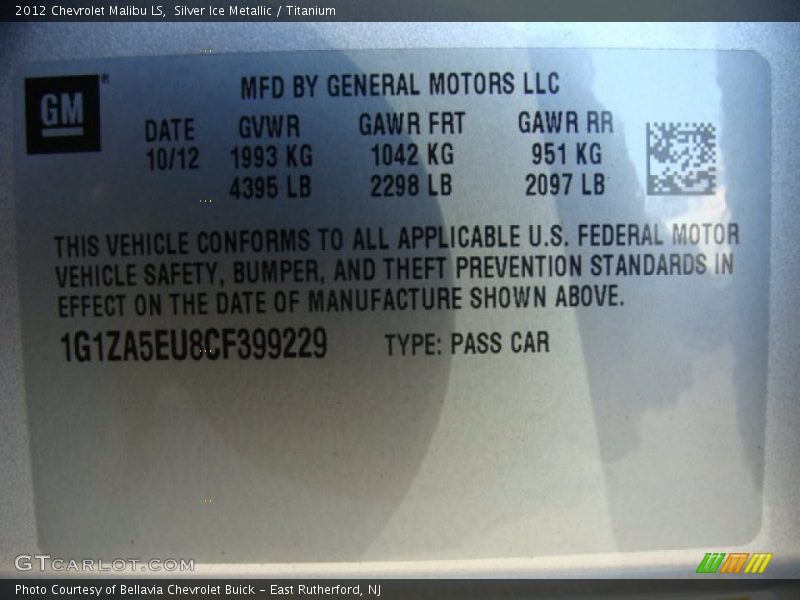 Silver Ice Metallic / Titanium 2012 Chevrolet Malibu LS