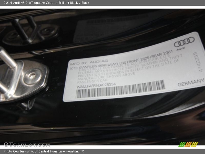 Brilliant Black / Black 2014 Audi A5 2.0T quattro Coupe