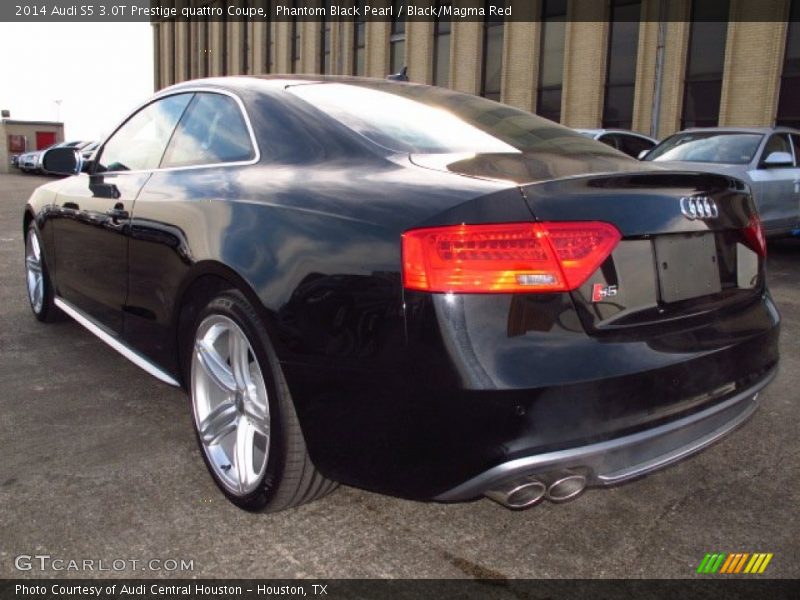 Phantom Black Pearl / Black/Magma Red 2014 Audi S5 3.0T Prestige quattro Coupe