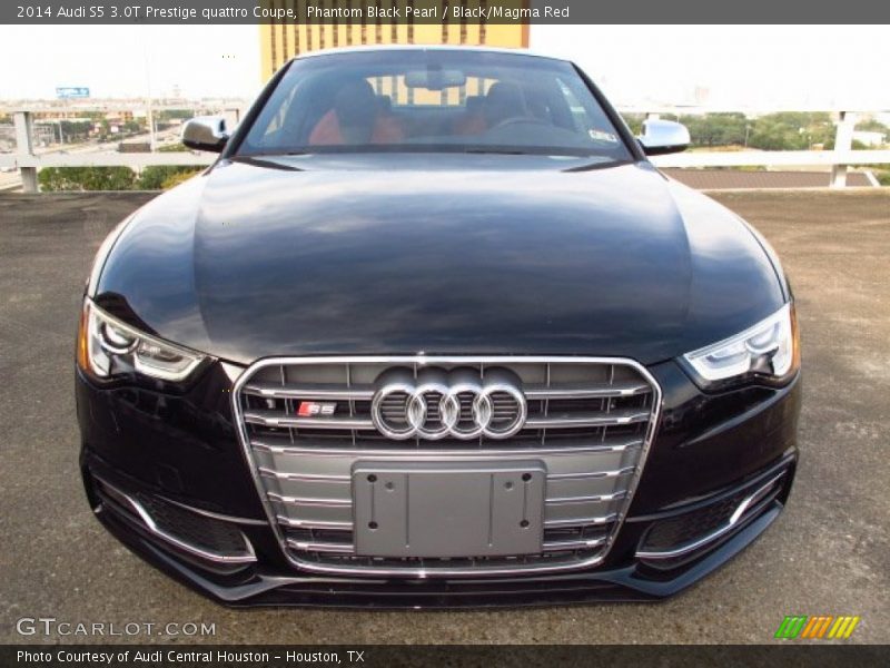 Phantom Black Pearl / Black/Magma Red 2014 Audi S5 3.0T Prestige quattro Coupe