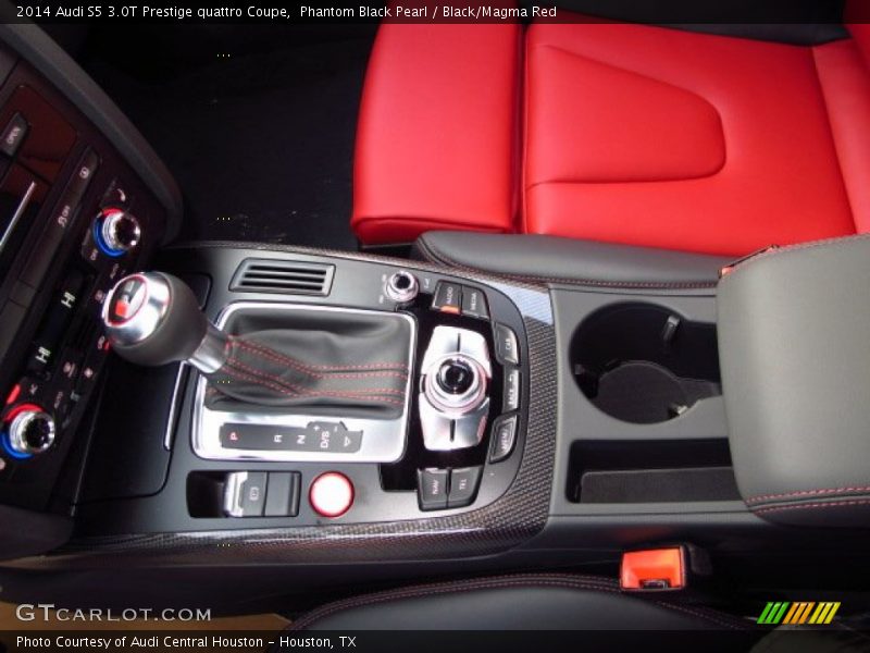 Phantom Black Pearl / Black/Magma Red 2014 Audi S5 3.0T Prestige quattro Coupe