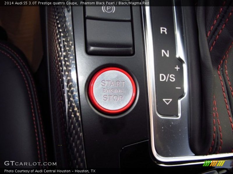 Phantom Black Pearl / Black/Magma Red 2014 Audi S5 3.0T Prestige quattro Coupe