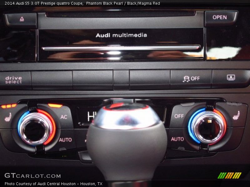 Phantom Black Pearl / Black/Magma Red 2014 Audi S5 3.0T Prestige quattro Coupe
