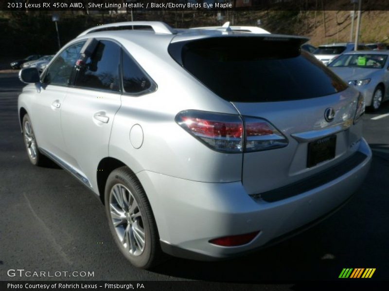 Silver Lining Metallic / Black/Ebony Birds Eye Maple 2013 Lexus RX 450h AWD