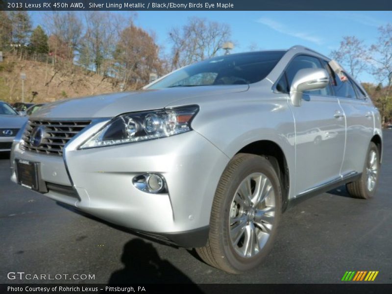 Silver Lining Metallic / Black/Ebony Birds Eye Maple 2013 Lexus RX 450h AWD