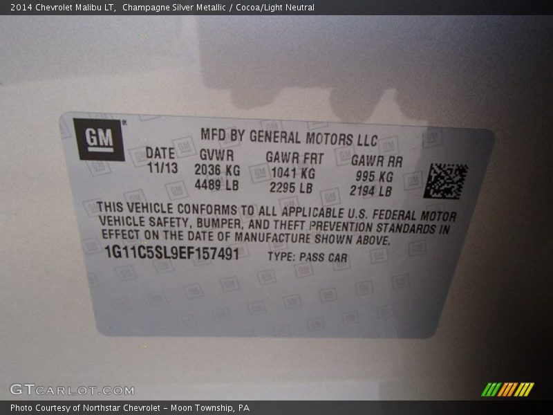Champagne Silver Metallic / Cocoa/Light Neutral 2014 Chevrolet Malibu LT
