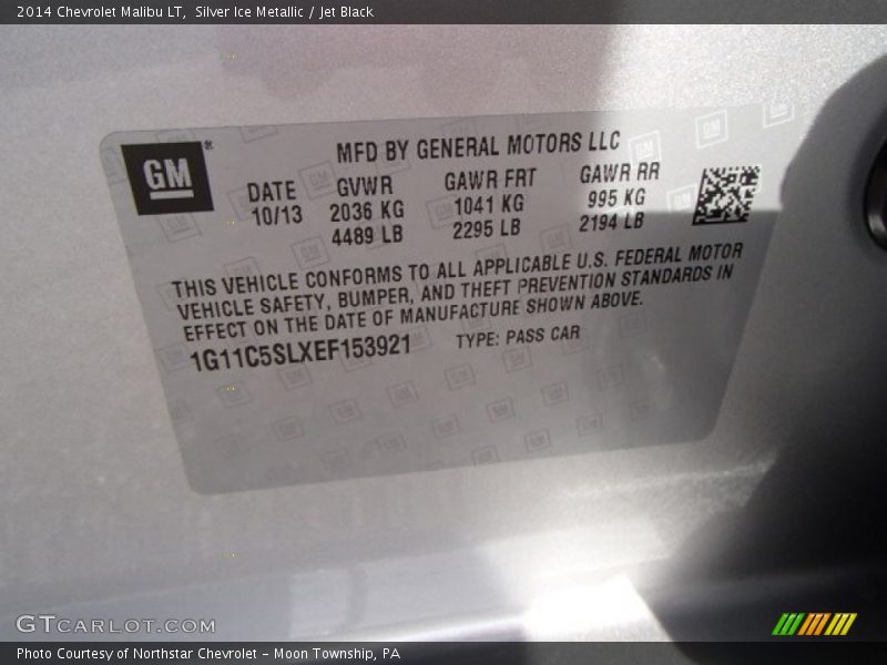 Silver Ice Metallic / Jet Black 2014 Chevrolet Malibu LT