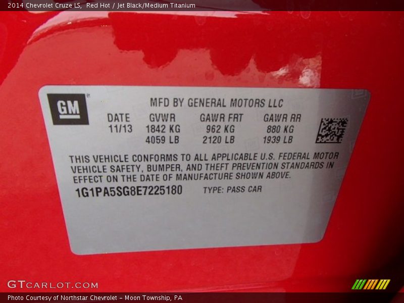 Red Hot / Jet Black/Medium Titanium 2014 Chevrolet Cruze LS