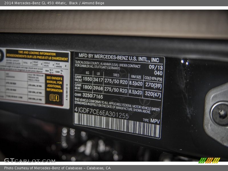 Black / Almond Beige 2014 Mercedes-Benz GL 450 4Matic