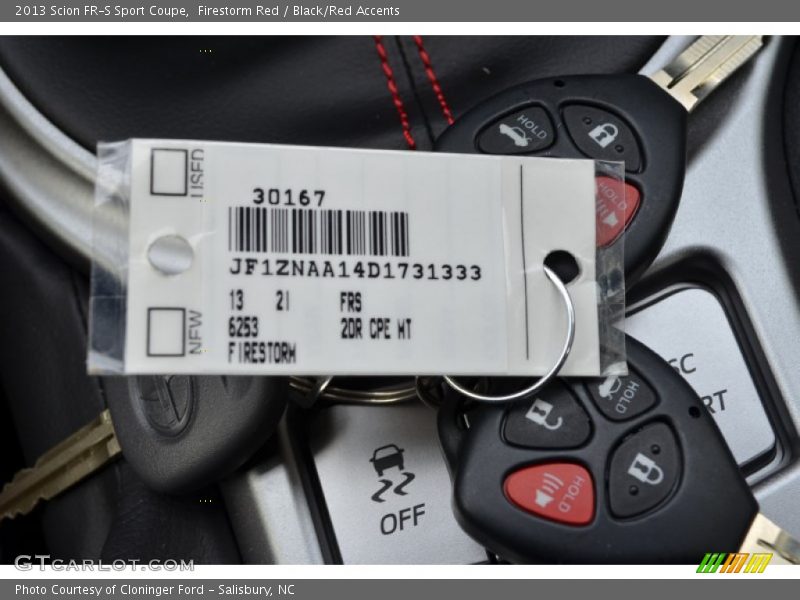 Firestorm Red / Black/Red Accents 2013 Scion FR-S Sport Coupe