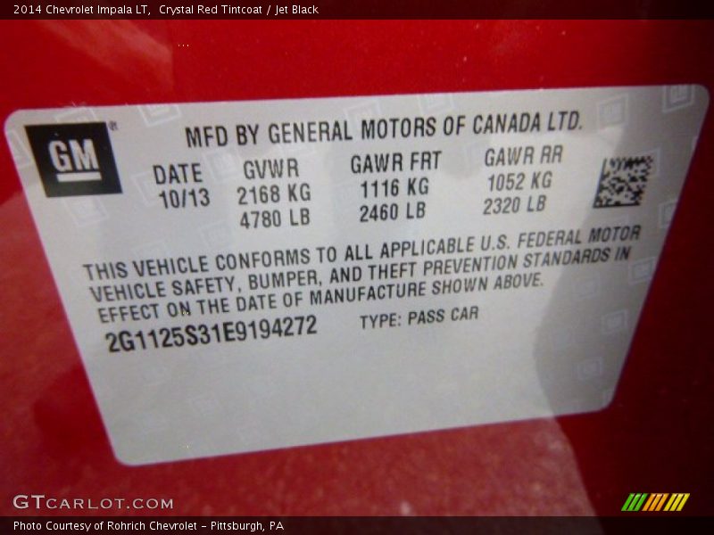 Crystal Red Tintcoat / Jet Black 2014 Chevrolet Impala LT
