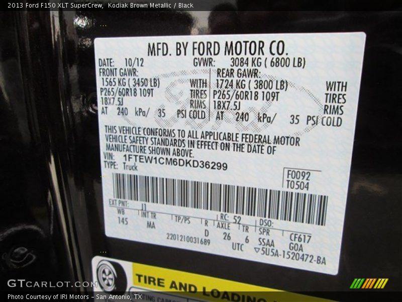 Kodiak Brown Metallic / Black 2013 Ford F150 XLT SuperCrew