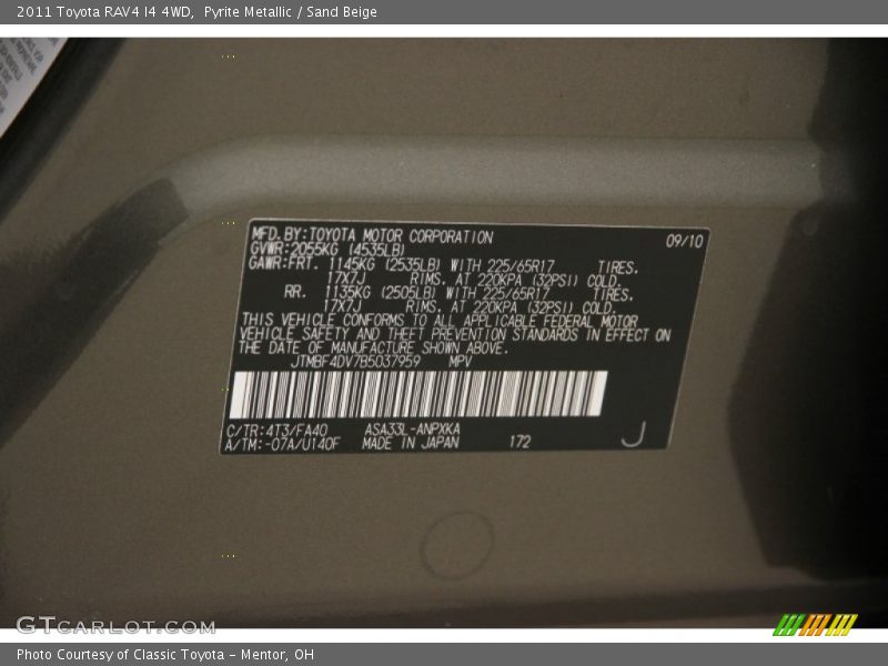 Pyrite Metallic / Sand Beige 2011 Toyota RAV4 I4 4WD