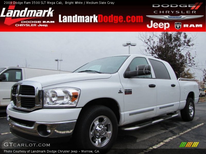 Bright White / Medium Slate Gray 2009 Dodge Ram 3500 SLT Mega Cab