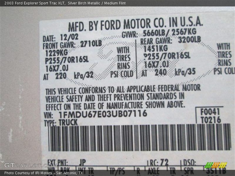 Silver Birch Metallic / Medium Flint 2003 Ford Explorer Sport Trac XLT