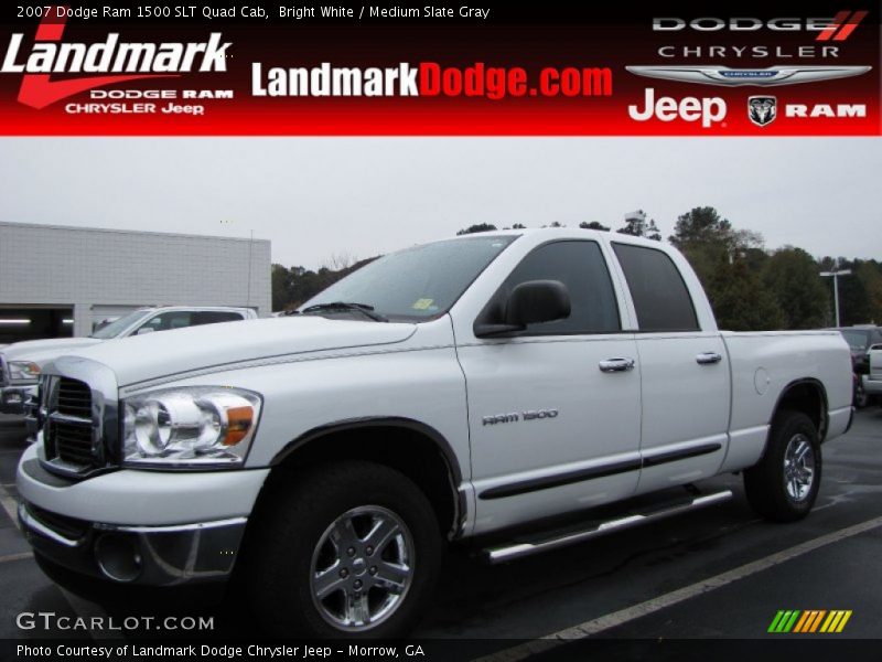 Bright White / Medium Slate Gray 2007 Dodge Ram 1500 SLT Quad Cab