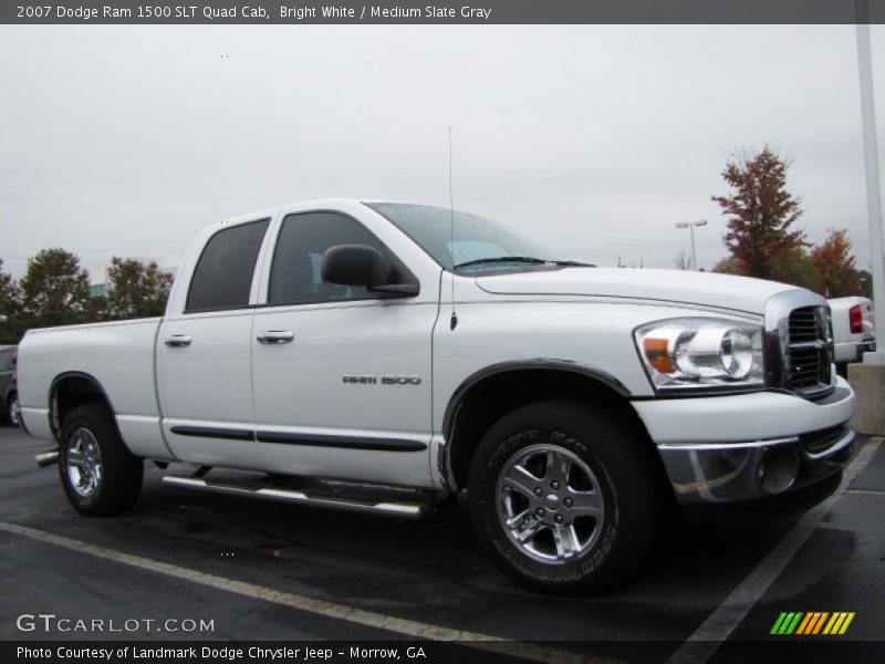 Bright White / Medium Slate Gray 2007 Dodge Ram 1500 SLT Quad Cab