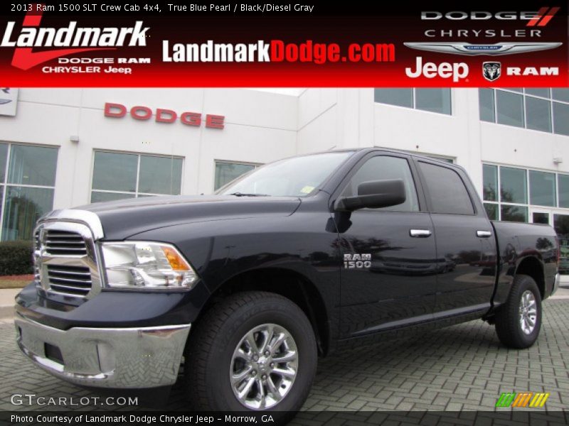 True Blue Pearl / Black/Diesel Gray 2013 Ram 1500 SLT Crew Cab 4x4