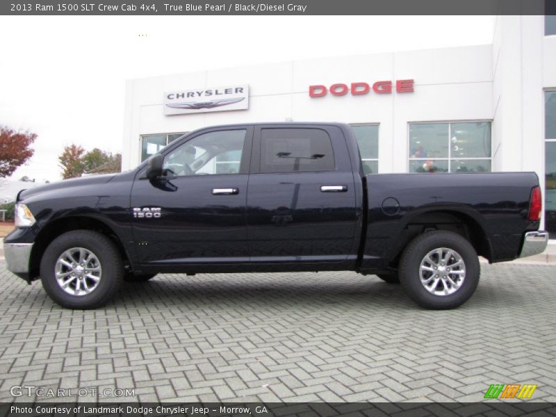 True Blue Pearl / Black/Diesel Gray 2013 Ram 1500 SLT Crew Cab 4x4